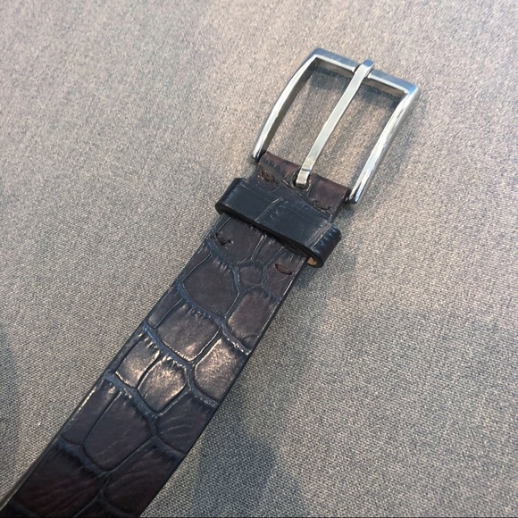 ERMENEGILDO ZEGNA Croc Embossed Leather Belt Italy - Picture 2 of 6